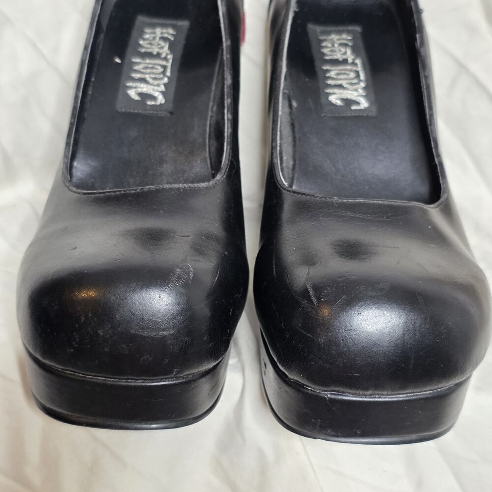 Vintage Hot Topic Chunky Platform Heels Corset Tie Mall Goth Y2K, sz 7-7.5 - Picture 5 of 10